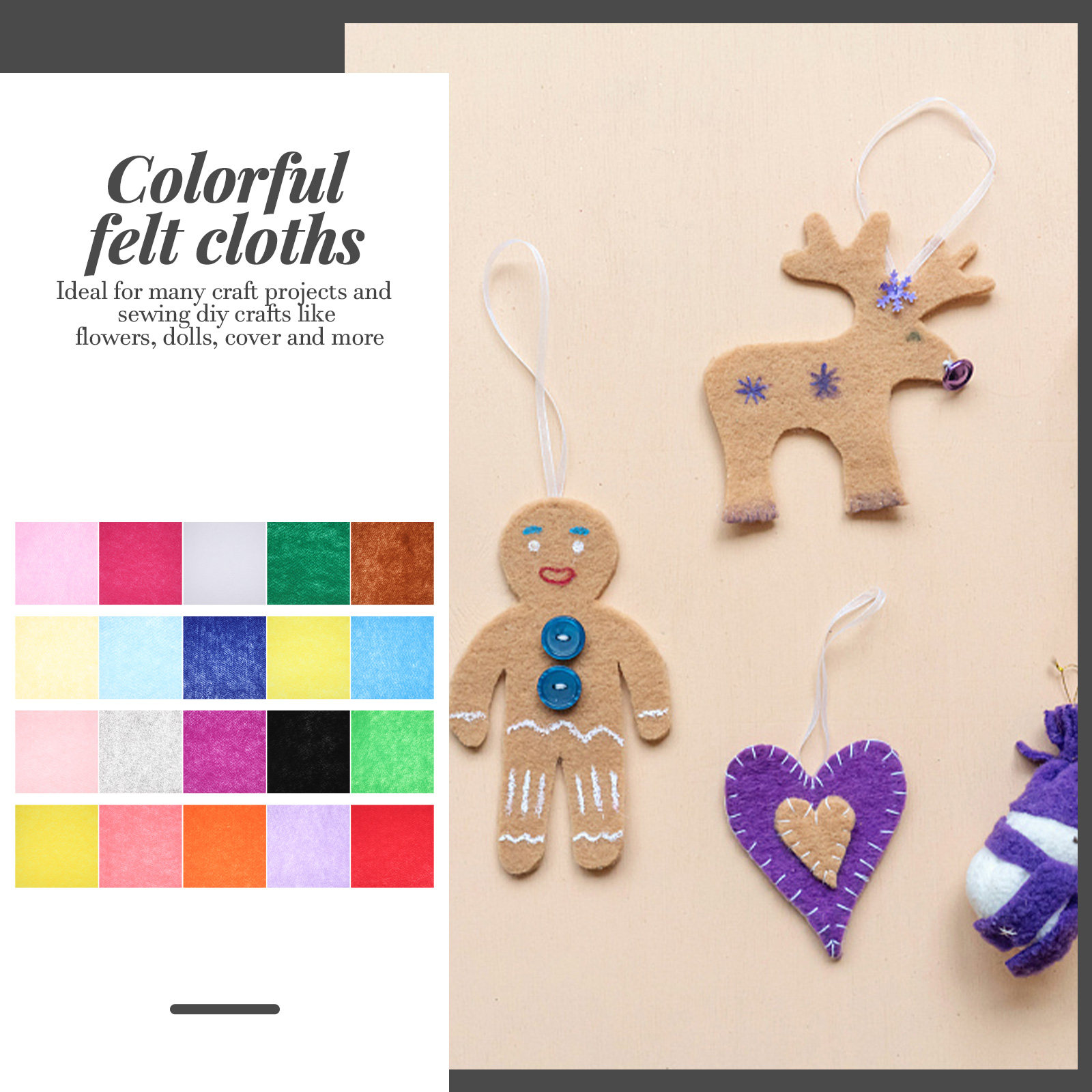 Art Craft And Cloth - 20 sztuk kolorowych arkuszy filcu z