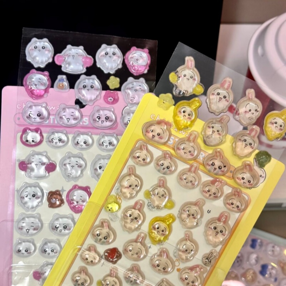 Art Craft And Cloth - Urocze naklejki 3D Chiikawa z kryształkami,