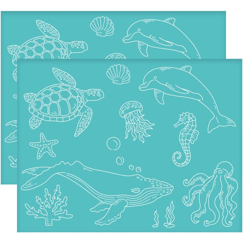 Silk Screen Printing - 2 szt. 11x8,6 cala zwierzęta morskie